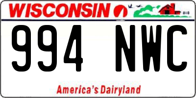 WI license plate 994NWC