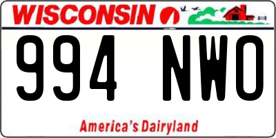 WI license plate 994NWO