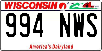 WI license plate 994NWS