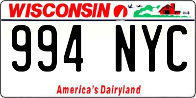 WI license plate 994NYC