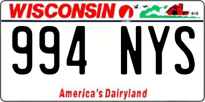 WI license plate 994NYS