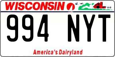 WI license plate 994NYT