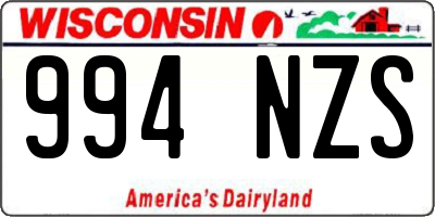 WI license plate 994NZS