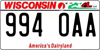 WI license plate 994OAA