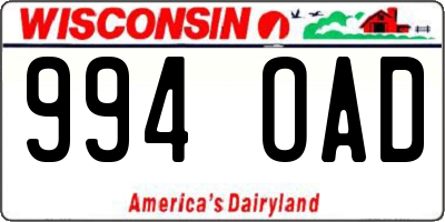 WI license plate 994OAD