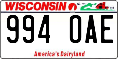 WI license plate 994OAE
