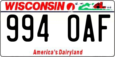 WI license plate 994OAF