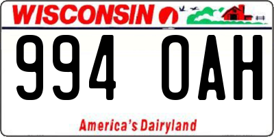 WI license plate 994OAH