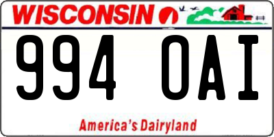 WI license plate 994OAI
