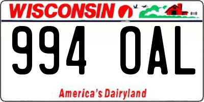 WI license plate 994OAL