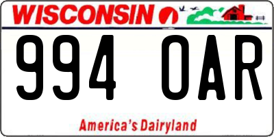 WI license plate 994OAR