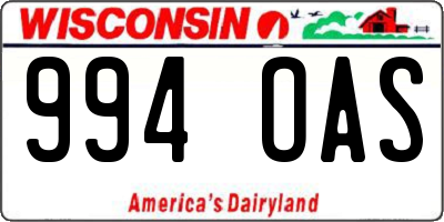 WI license plate 994OAS