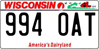 WI license plate 994OAT