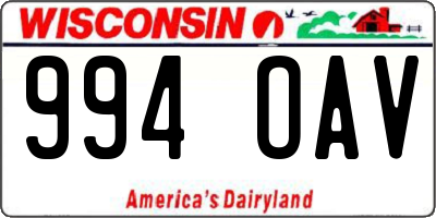 WI license plate 994OAV