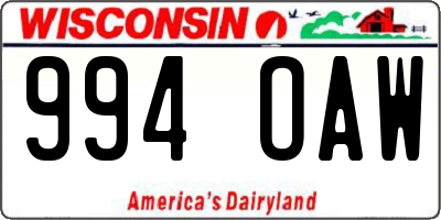 WI license plate 994OAW