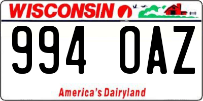 WI license plate 994OAZ