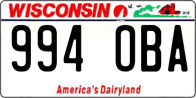 WI license plate 994OBA