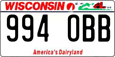 WI license plate 994OBB