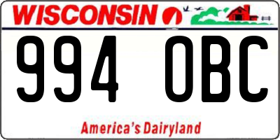 WI license plate 994OBC