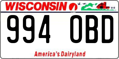 WI license plate 994OBD