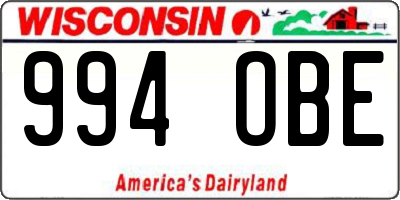 WI license plate 994OBE