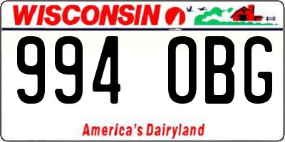 WI license plate 994OBG