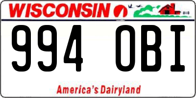 WI license plate 994OBI