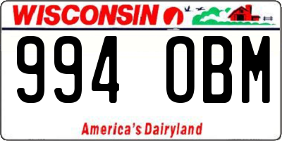 WI license plate 994OBM