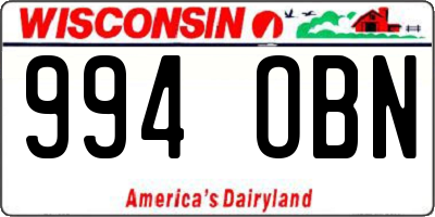 WI license plate 994OBN