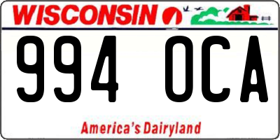 WI license plate 994OCA