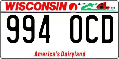 WI license plate 994OCD