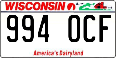 WI license plate 994OCF