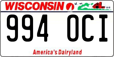 WI license plate 994OCI
