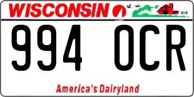 WI license plate 994OCR
