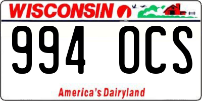WI license plate 994OCS