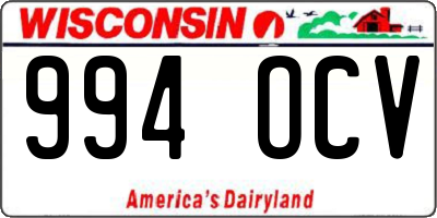 WI license plate 994OCV