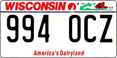 WI license plate 994OCZ