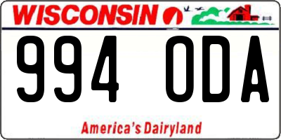 WI license plate 994ODA