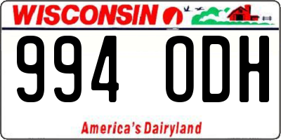 WI license plate 994ODH