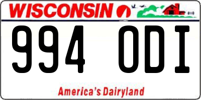 WI license plate 994ODI