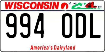 WI license plate 994ODL