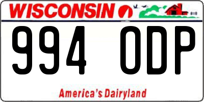 WI license plate 994ODP