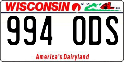 WI license plate 994ODS