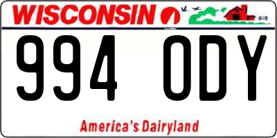 WI license plate 994ODY