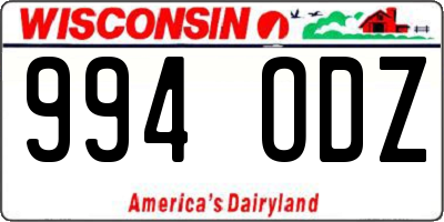 WI license plate 994ODZ