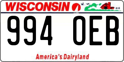 WI license plate 994OEB