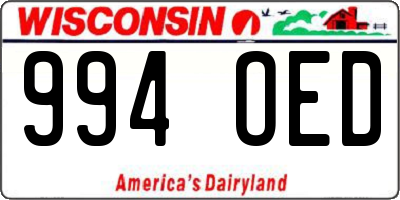 WI license plate 994OED