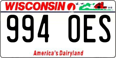 WI license plate 994OES