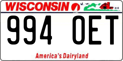 WI license plate 994OET