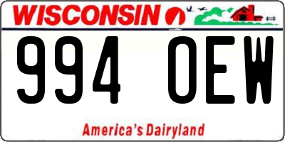 WI license plate 994OEW
